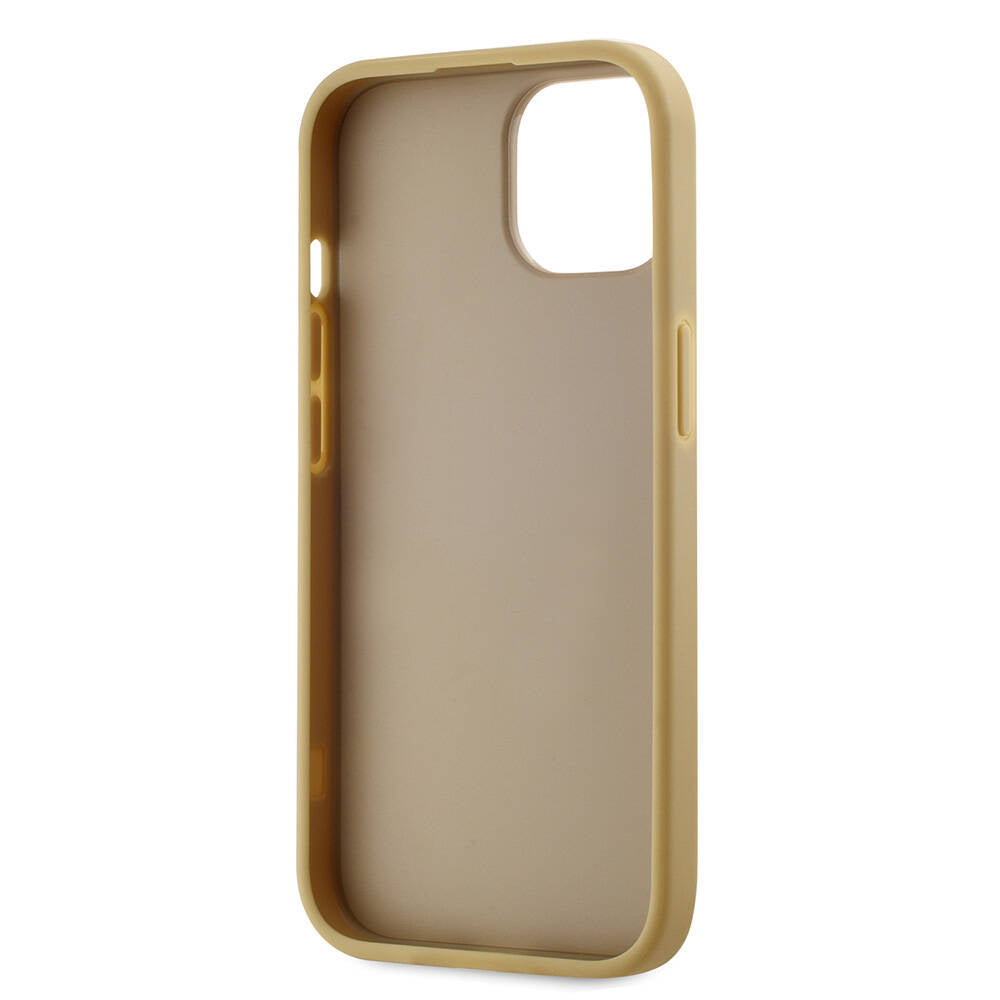 Apple iPhone 15 Kılıf Karl Lagerfeld Orjinal Lisanslı 3D KL Yazılı Tüylü Arka Yüzey Saffiano Rhinestones Kapak Pembe