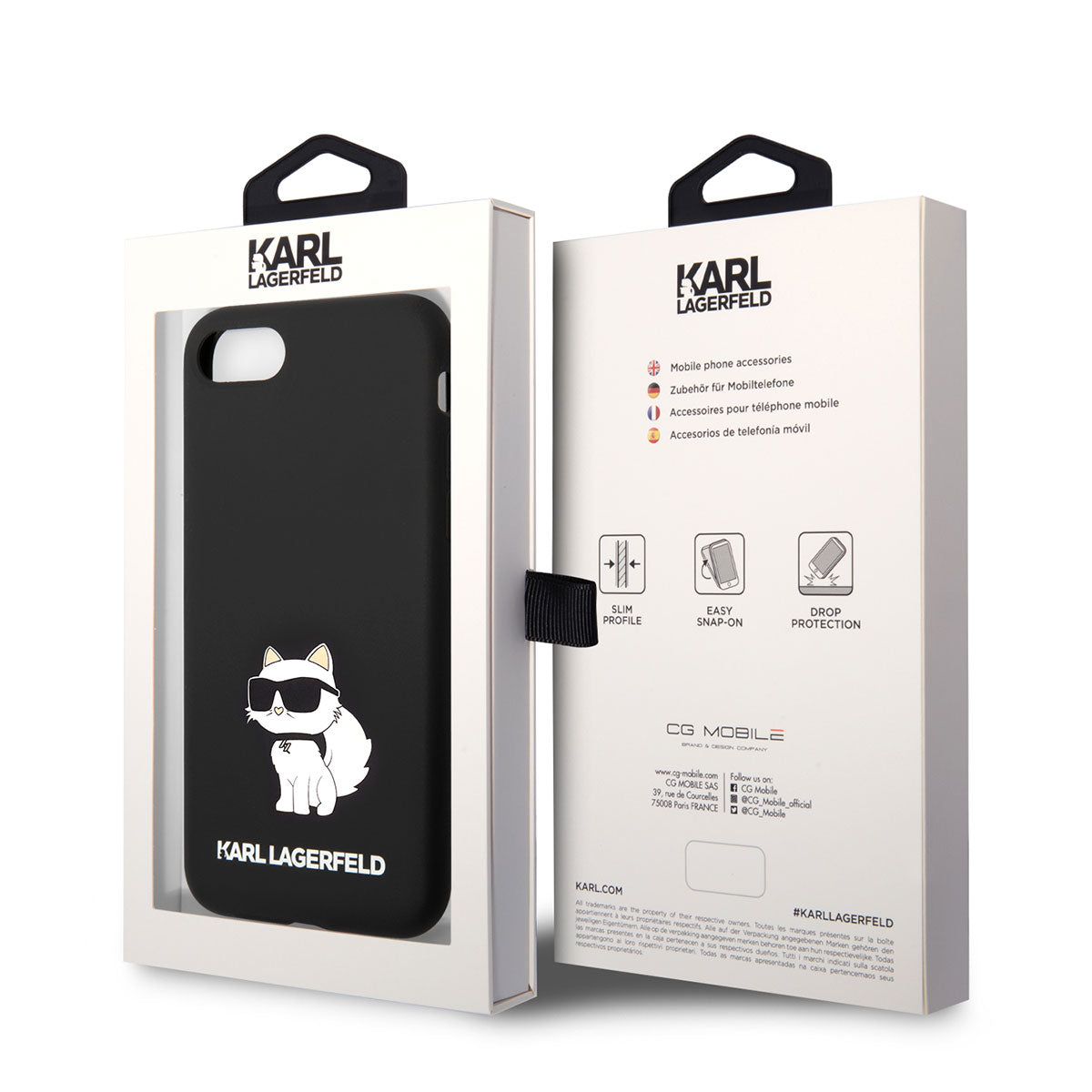Apple iPhone 8 Kılıf Karl Lagerfeld Silikon Choupette Dizayn Kapak Siyah
