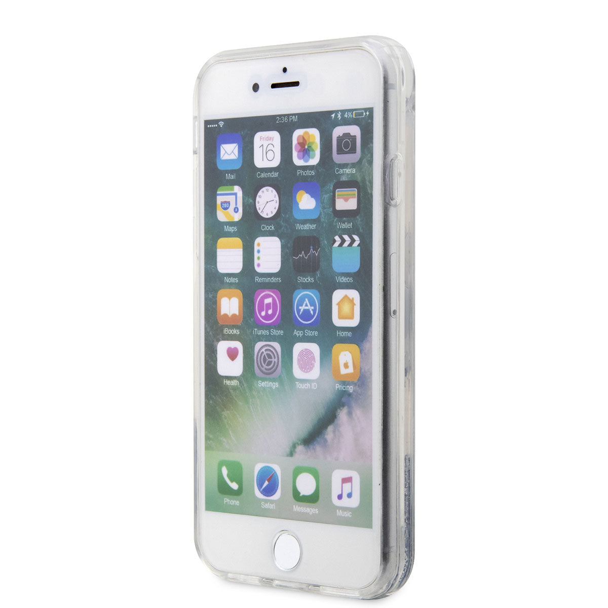 Apple iPhone 8 Kılıf Karl Lagerfeld Sıvılı Simli Choupette Head Dizayn Kapak Gümüş