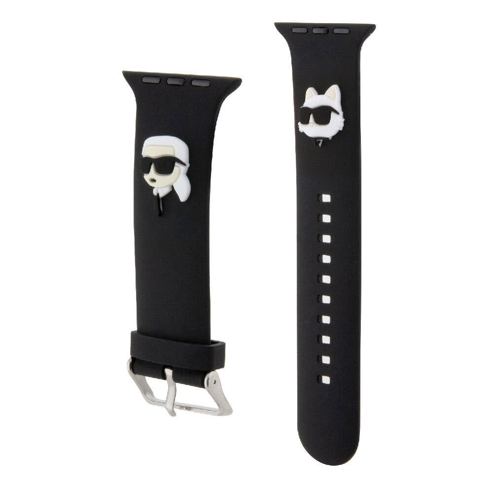 Apple Watch Ultra 49mm Karl Lagerfeld Orjinal Lisanslı İkonik Karl & Choupette Logolu Silikon Kordon Beyaz
