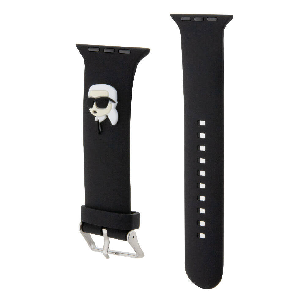 Apple Watch 42mm Karl Lagerfeld Orjinal Lisanslı İkonik Karl Head Logolu Silikon Kordon Beyaz