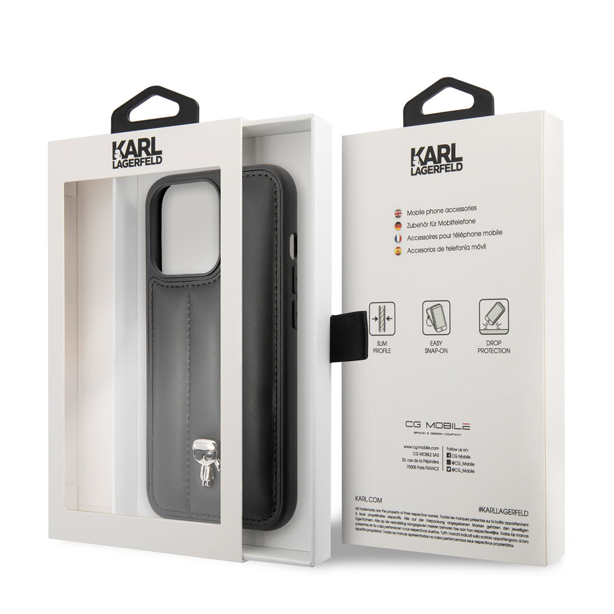 Apple iPhone 14 Pro Max Kılıf Karl Lagerfeld Nylon Puffy Airbag Karl Dizayn Kapak Siyah