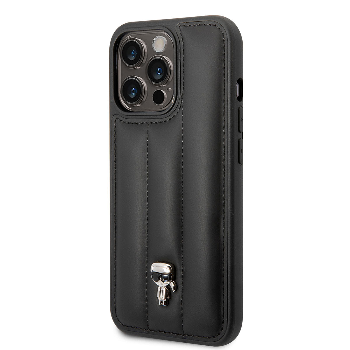 Apple iPhone 14 Pro Max Kılıf Karl Lagerfeld Nylon Puffy Airbag Karl Dizayn Kapak Siyah