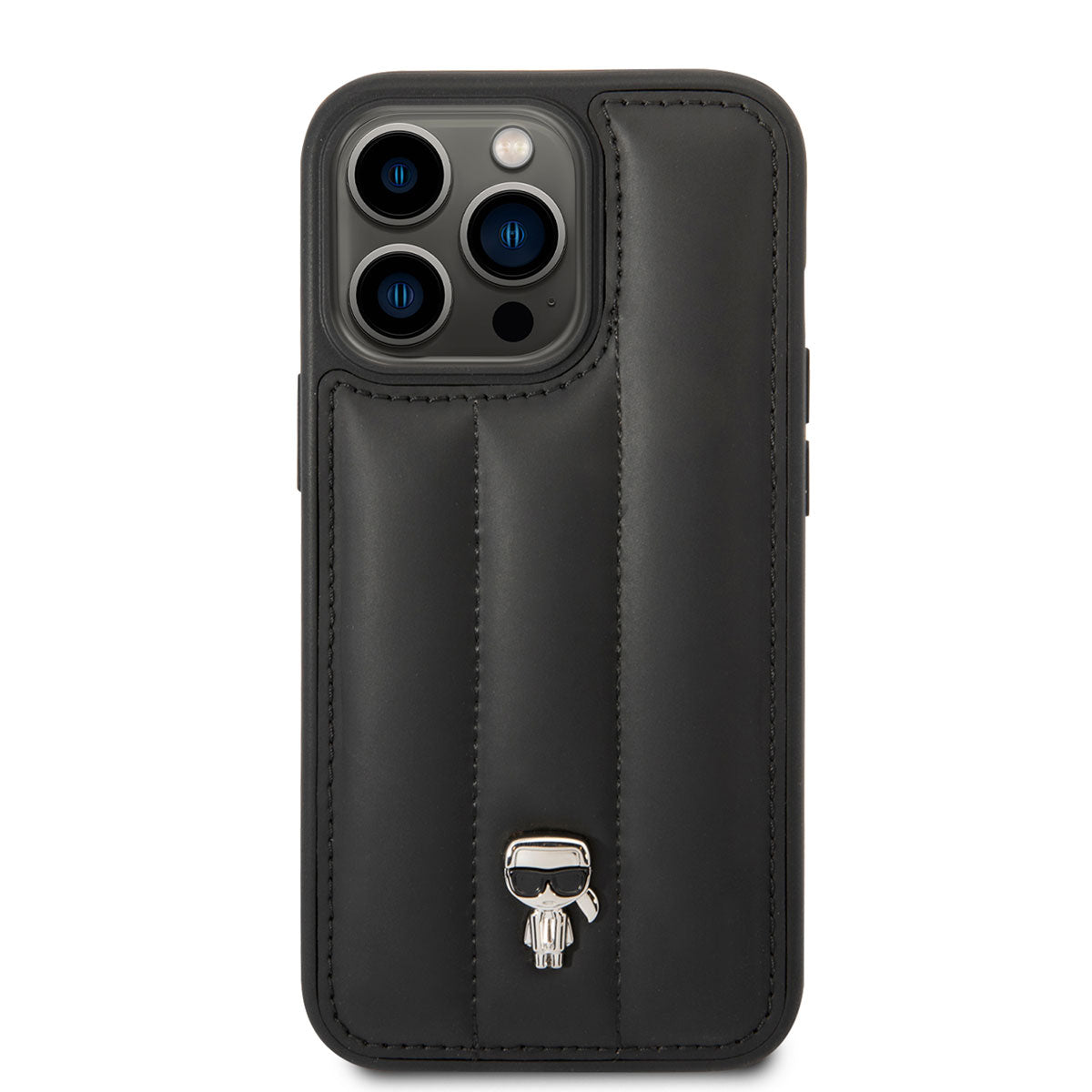 Apple iPhone 14 Pro Max Kılıf Karl Lagerfeld Nylon Puffy Airbag Karl Dizayn Kapak Siyah