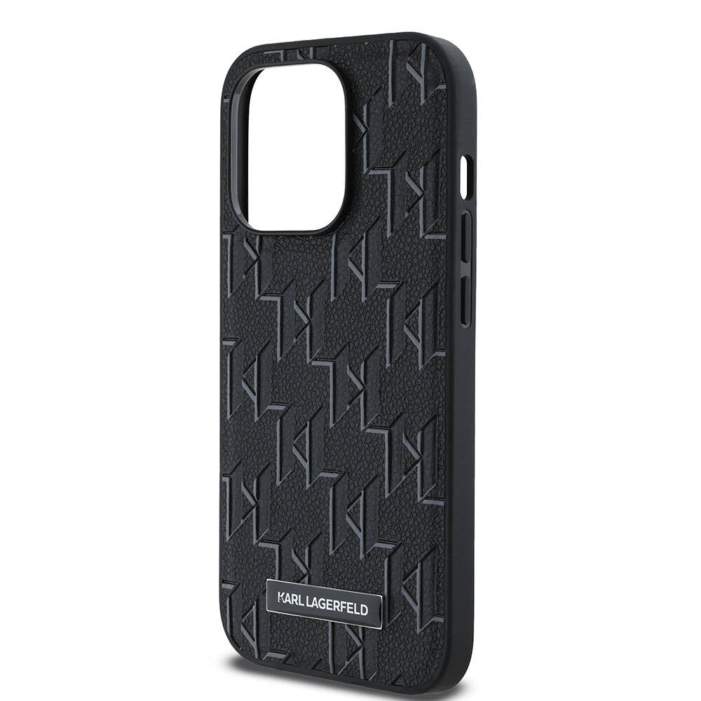 Apple iPhone 14 Pro Max Kılıf Karl Lagerfeld Orjinal Lisanslı Magsafe Şarj Özellikli KL Yazılı Hot Stamp Kapak Siyah