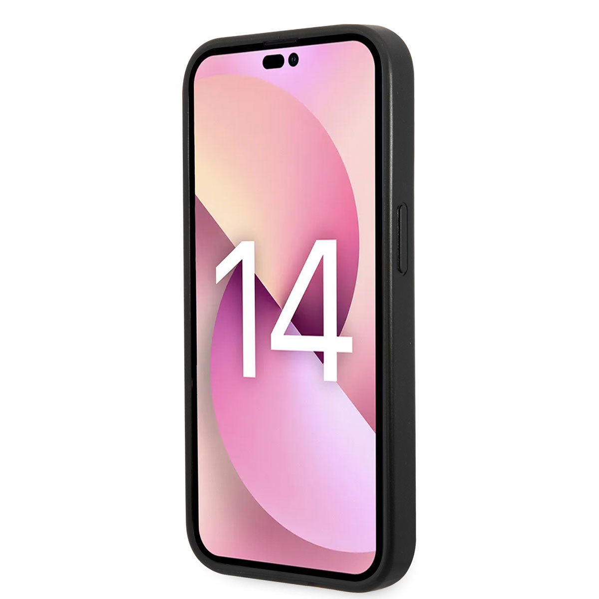 Apple iPhone 14 Pro Max Kılıf Karl Lagerfeld PU Suni Deri Logolu Dizayn Kapak Siyah