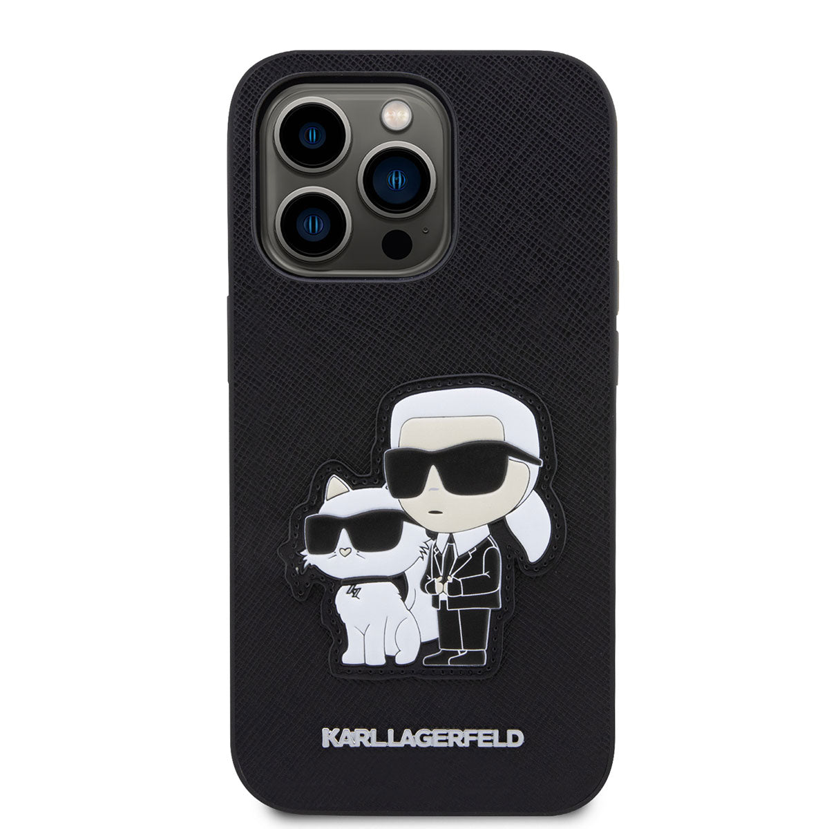 Apple iPhone 14 Pro Max Kılıf Karl Lagerfeld Saffiano Deri K&C Dizayn Kapak Siyah