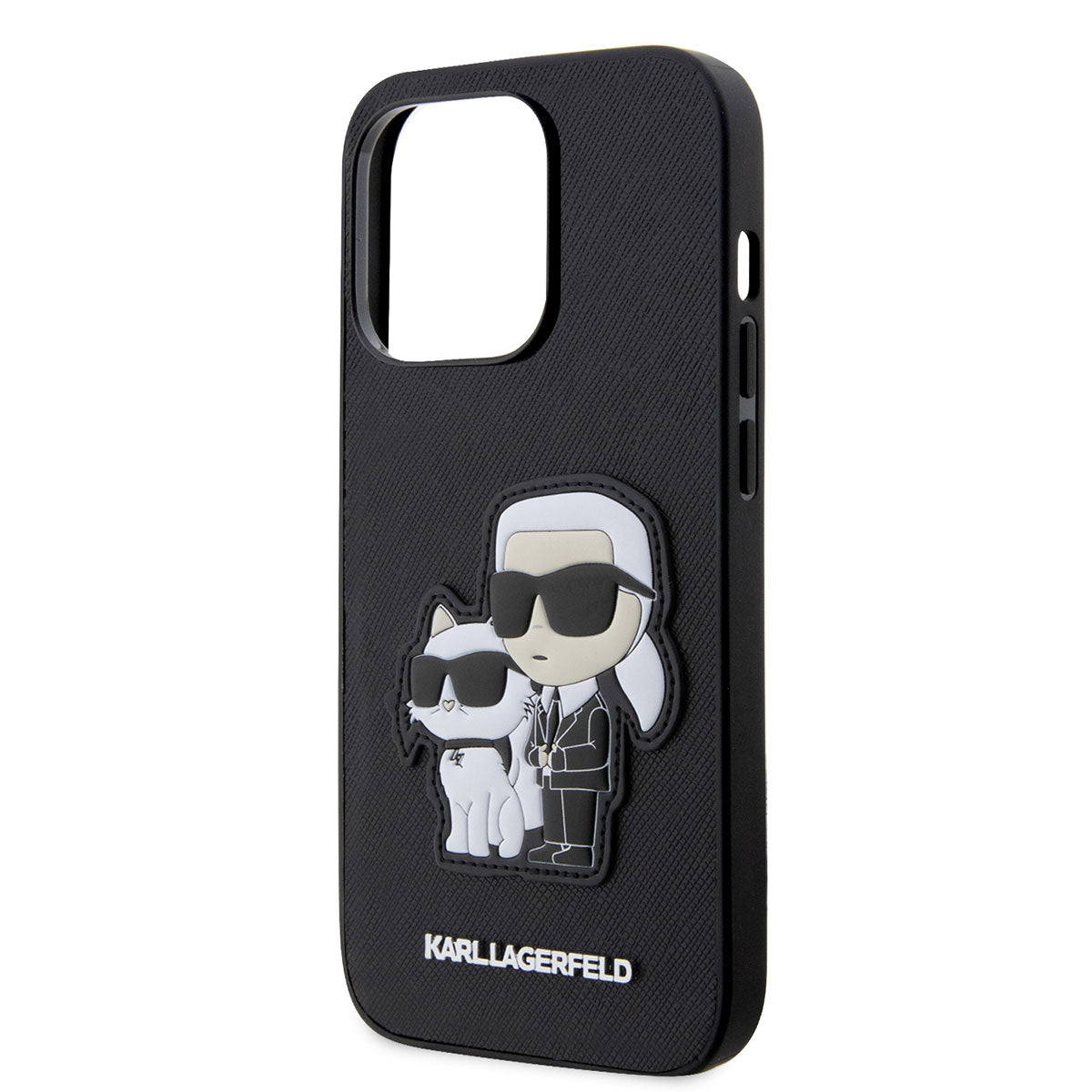 Apple iPhone 14 Pro Max Kılıf Karl Lagerfeld Saffiano Deri K&C Dizayn Kapak Siyah