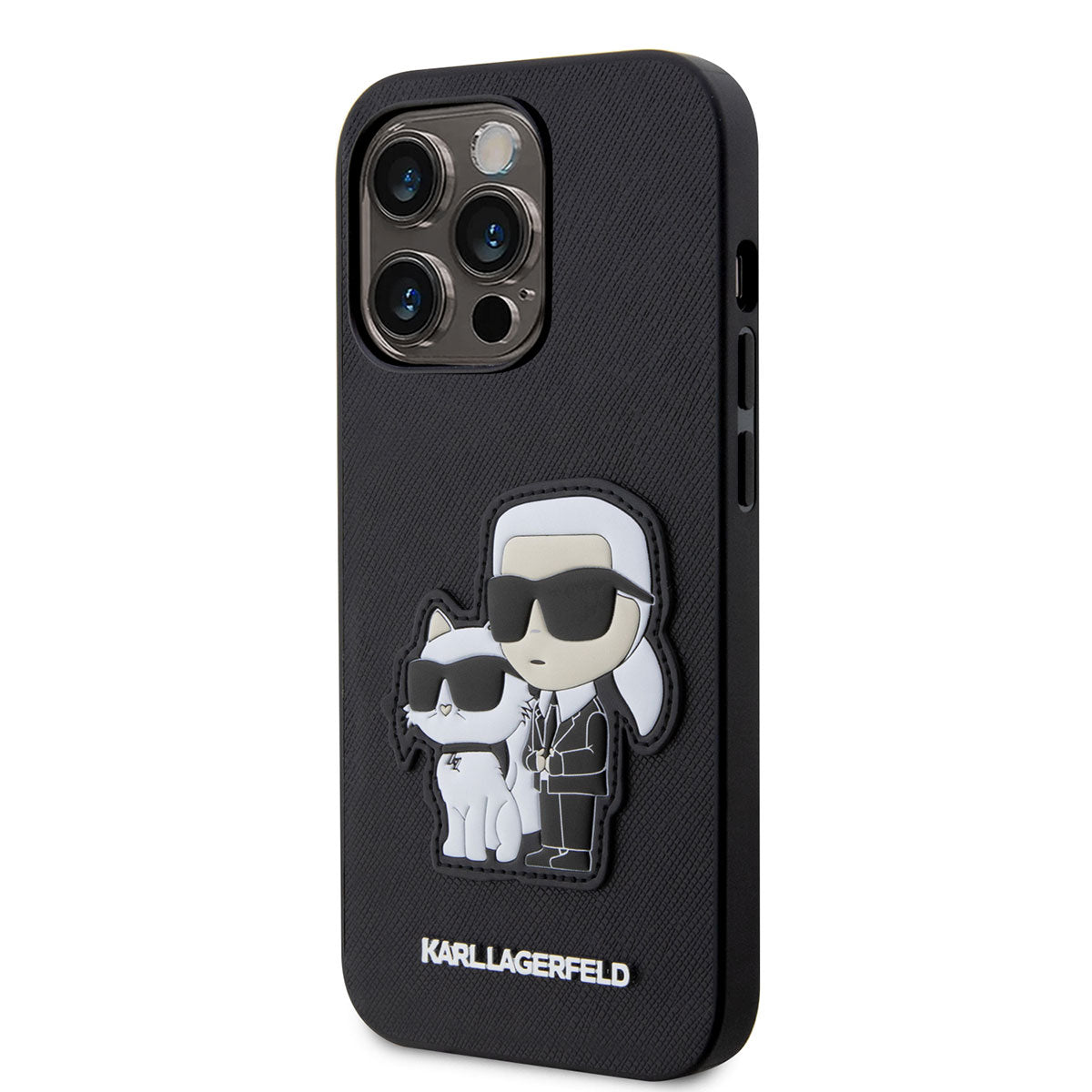 Apple iPhone 14 Pro Max Kılıf Karl Lagerfeld Saffiano Deri K&C Dizayn Kapak Siyah