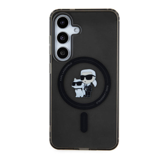 Galaxy S24 Kılıf Karl Lagerfeld Orjinal Lisanslı Magsafe Şarj Özellikli Karl & Choupette IML Baskılı Kapak Siyah