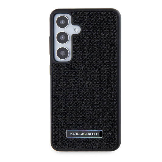 Galaxy S24 Plus Kılıf Karl Lagerfeld Taşlı Metal Logo Orjinal Lisanslı Kapak Siyah